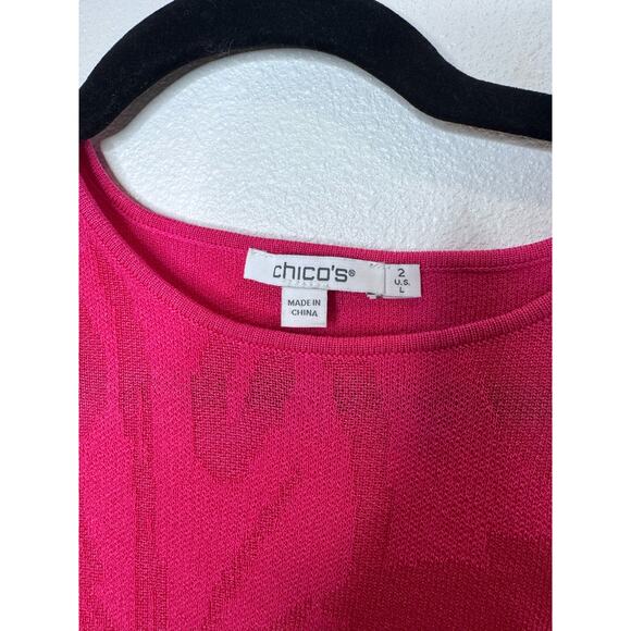 Chicos Pink/Fuchsia Ruffle Sleeve Pullover Sweater Large - Picture 5 of 7